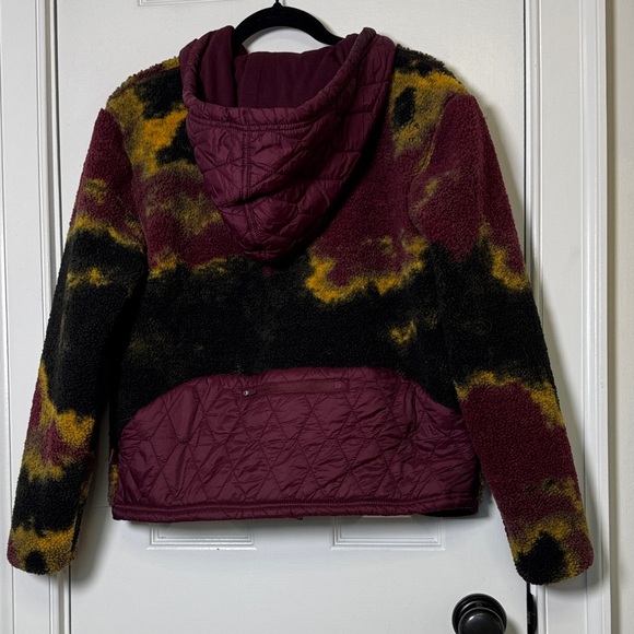 JoyLab Fleece Jacket Hooded Sherpa Zip Up Burgundy Camo Medium - Picture 7 of 11